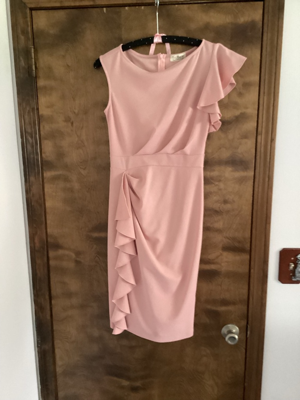 Women’s Ruffle Detail Pink Sheath Dress